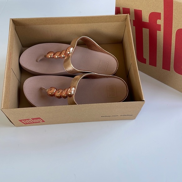 NWT Fit Flop Francheska Glitzy Toe Thongs Rose Gold 6 - Picture 8 of 16